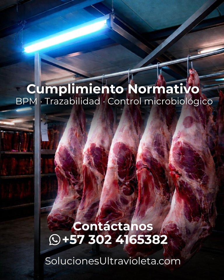 Desinfección UV-C en frigoríficos y plantas cárnicas en Colombia